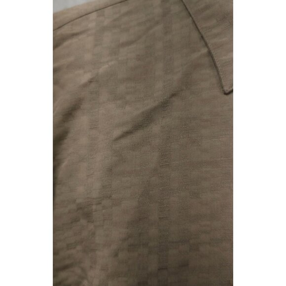 Trader Bay Mens XL Brown check Textured Short Sleeve Button Rayon Blend Shirt - Picture 2 of 11